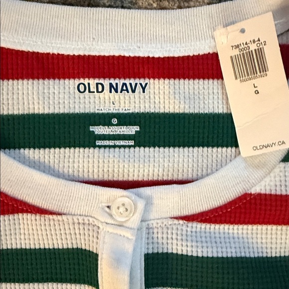 Old Navy Adult Christmas Striped Onesie Size Large Cotton Polyester Spandex. New - Picture 2 of 6